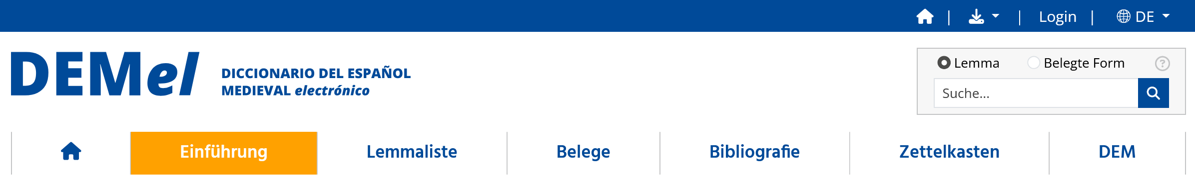 Suchbox in Kopfzeile