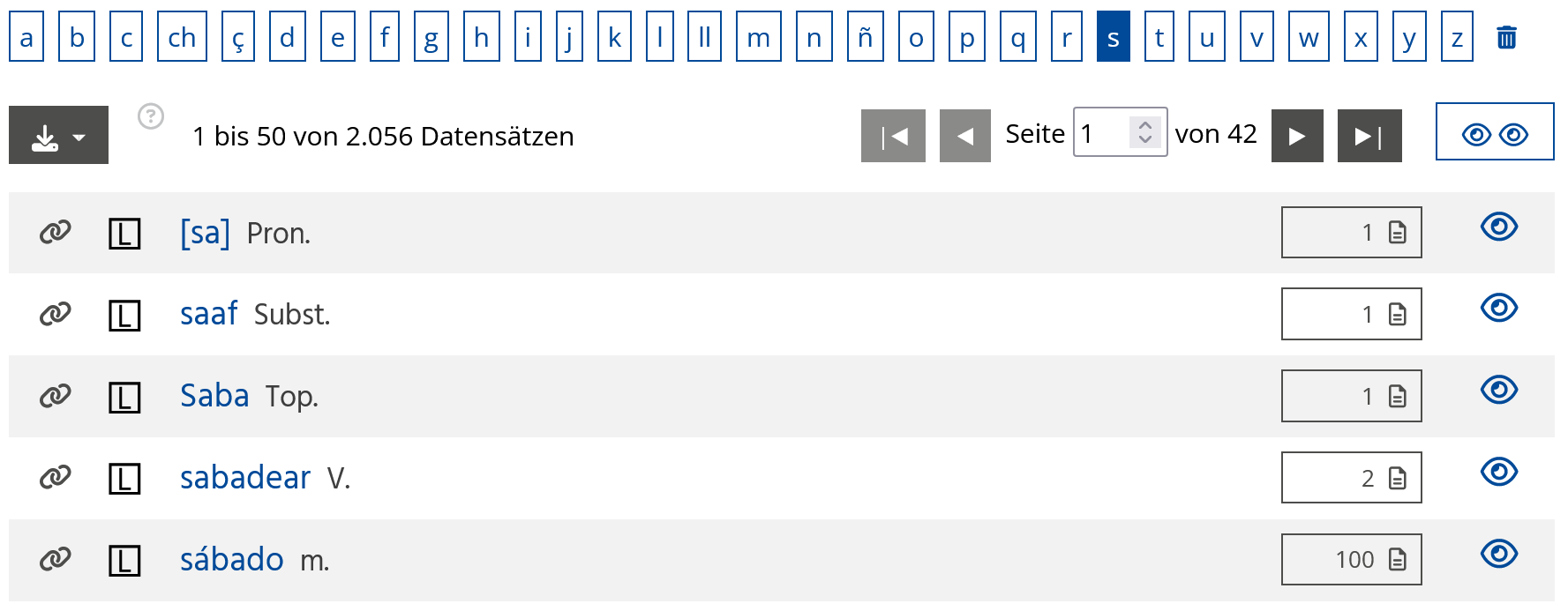 Buchstabenleiste