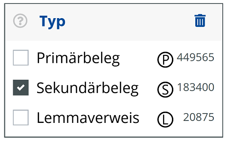 Filter Belegtyp