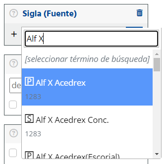 Filtrado de una sigla