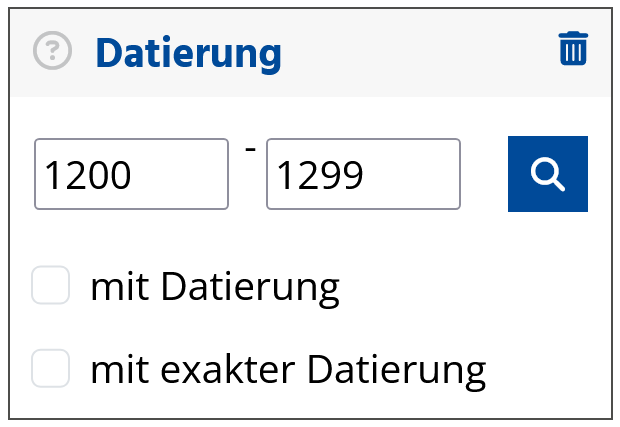 Filtern nach Datierungen