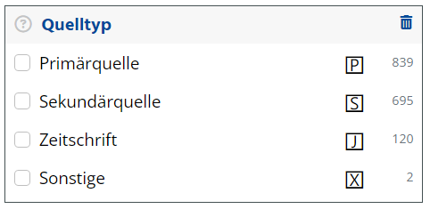 Filter Quelltypen