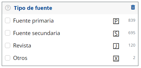 Filtrado por tipos de fuentes
