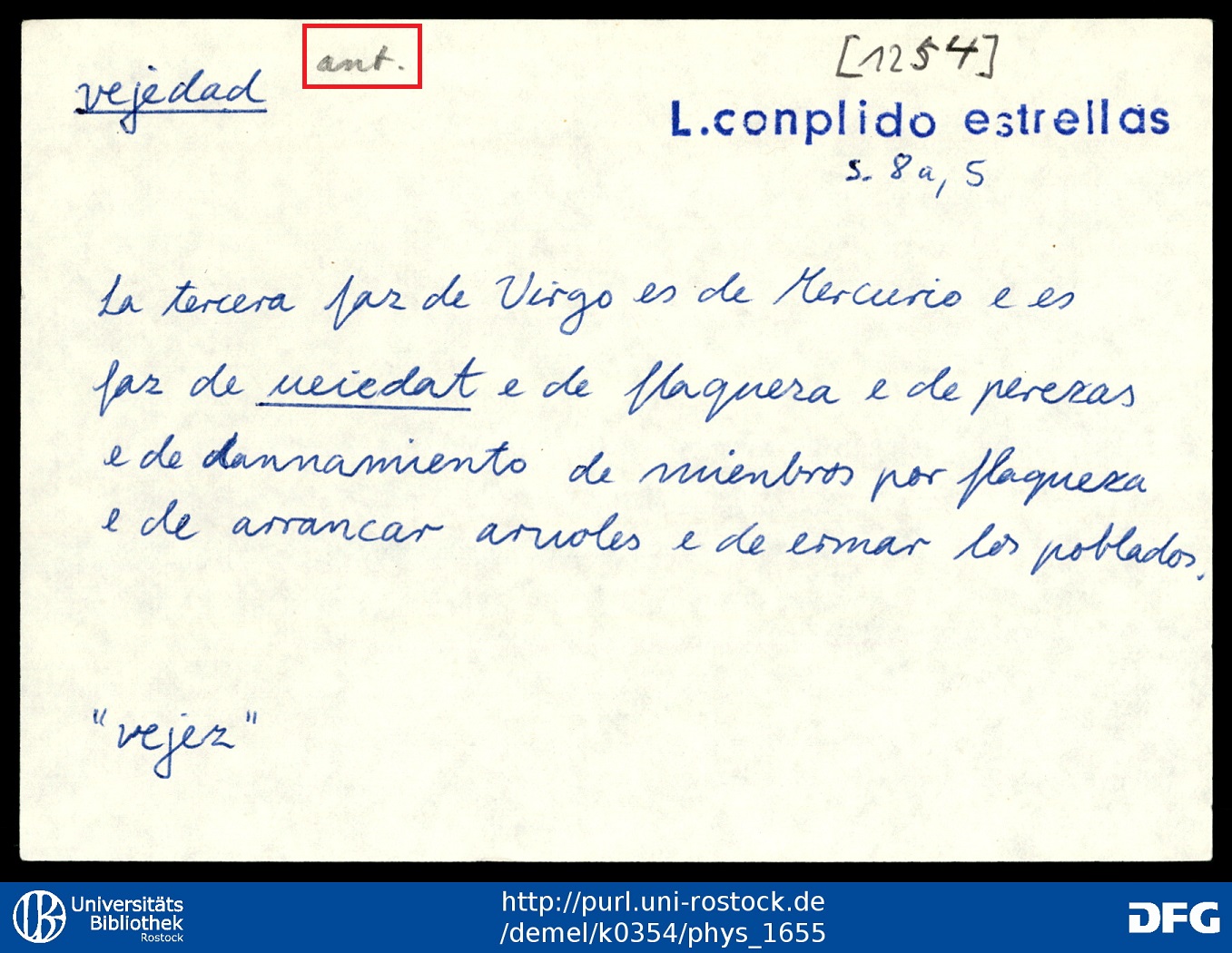 Ficha con documentación primaria con información adicional